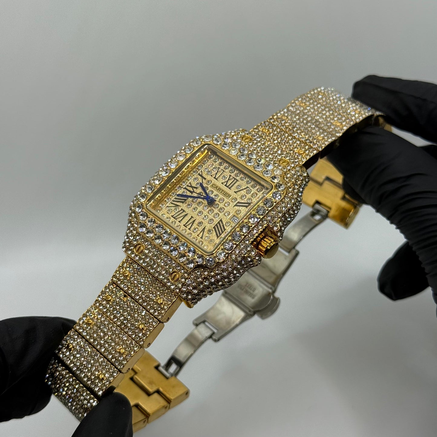 CARTIER karan Aujla watch golden color